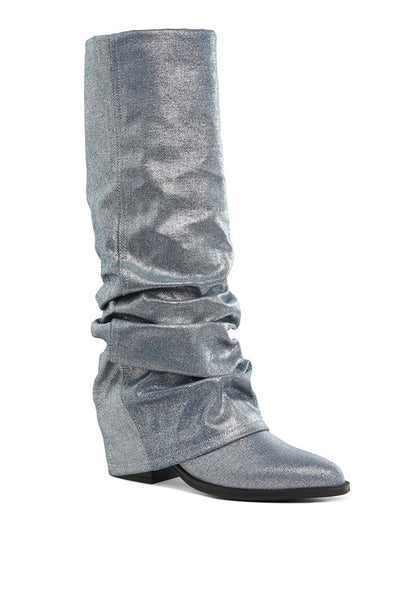 Capella Fold-Over Slouchy Denim Boot - Tigbul's Variety Fashion Shop