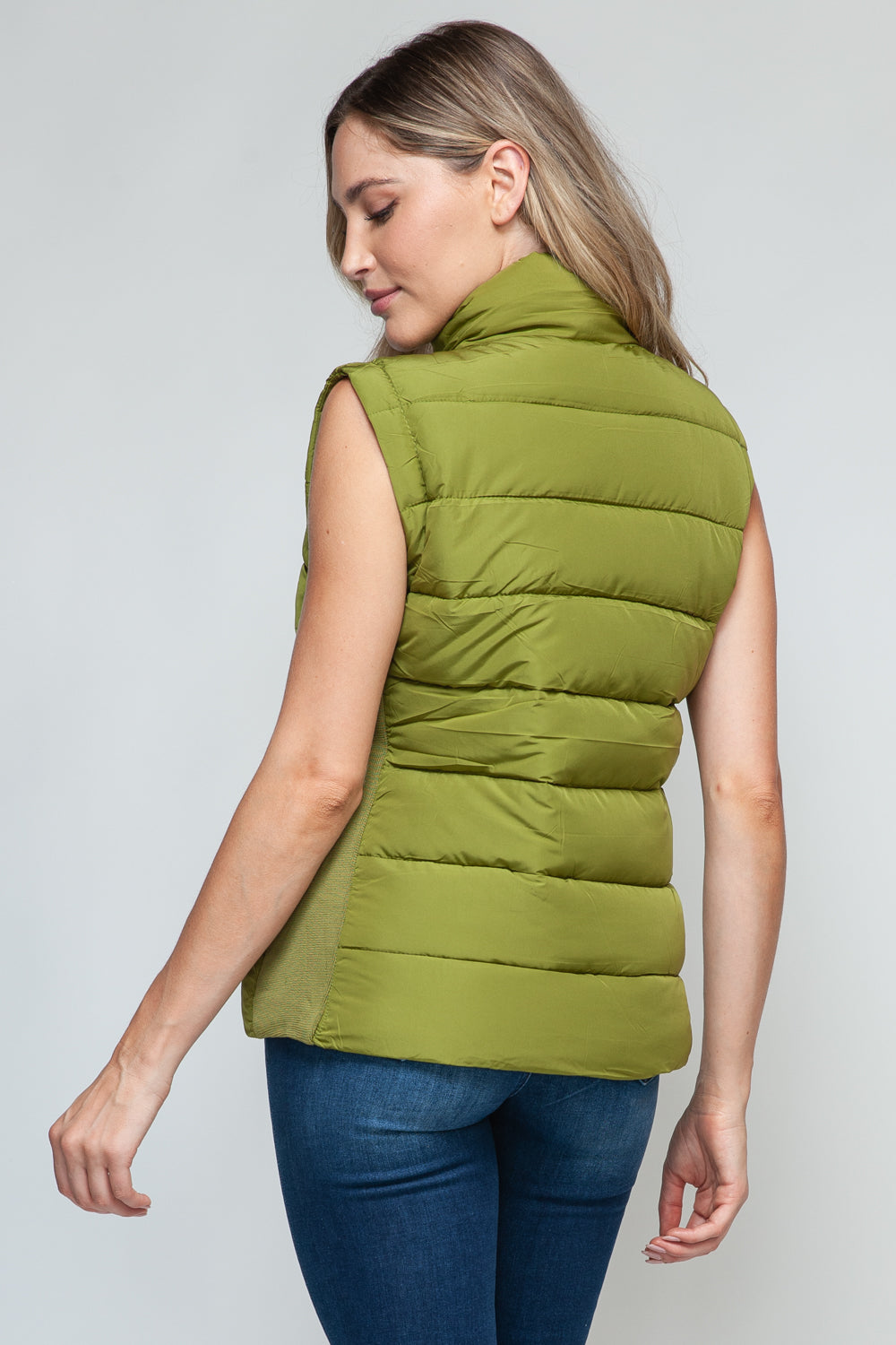 Green Zip Up Turtleneck Vest with Pockets - Tigbul's Variety Fashion Shop