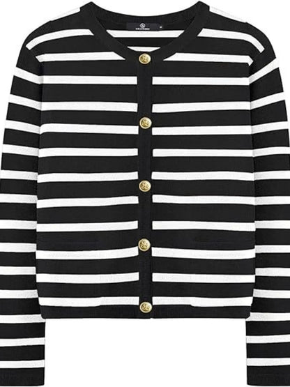 Striped Button-Up Cardigan - Tigbul's Variety Fashion Shop