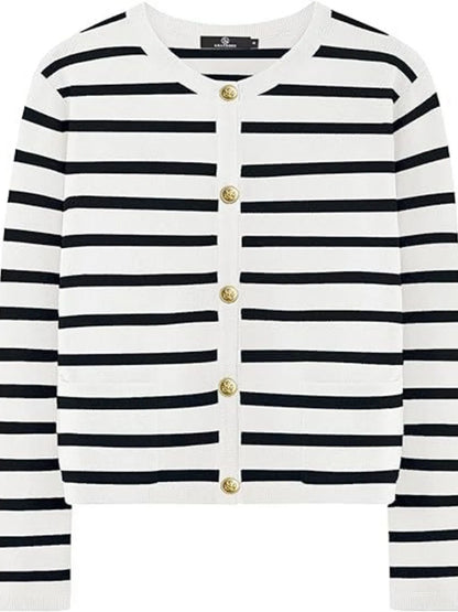Striped Button-Up Cardigan - Tigbul's Variety Fashion Shop
