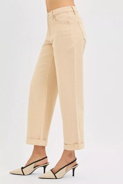 Tummy Control Mid Rise Ankle Barrel Relaxed Baggy - Tigbul's Variety Fashion Shop