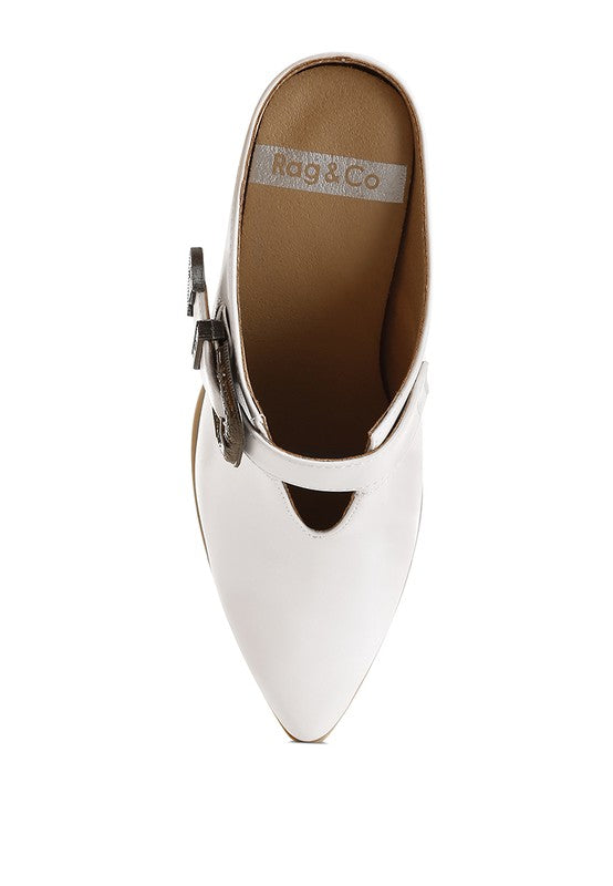 Holler Carved Buckle Statement Mules - Tigbul's Variety Fashion Shop