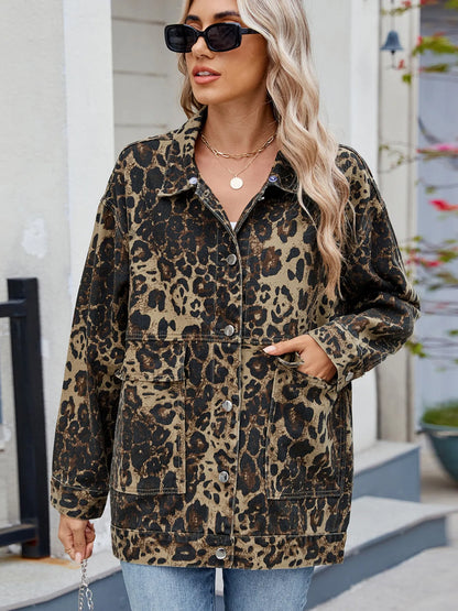Button Up Long Sleeve Denim Jacket - Tigbul's Variety Fashion Shop