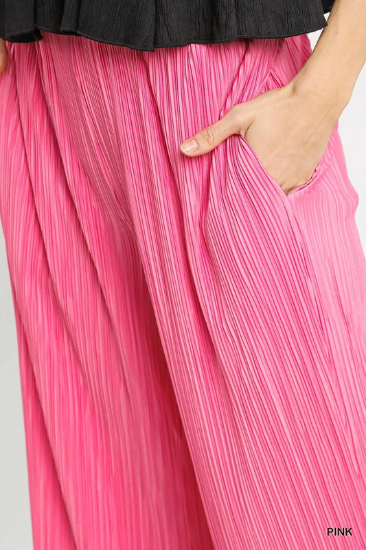Umgee Wide Leg Textured Pants - Tigbul's Variety Fashion Shop
