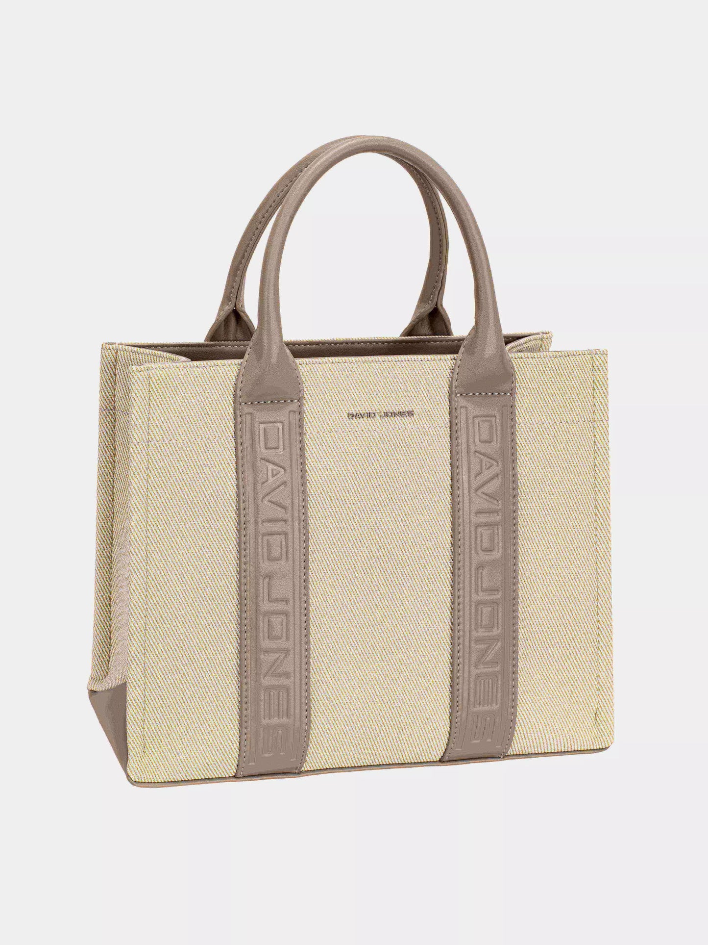 David Jones Canvas Tote Handbag with Contrast Leather Handles - Tigbul's Variety Fashion Shop