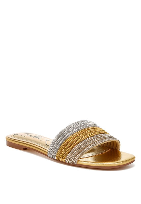 Chrisy Rhinestone Strap Slip On Flats - Tigbul's Variety Fashion Shop