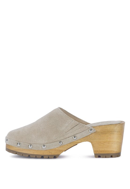 CEDRUS FINE SUEDE STUDDED CLOG MULES - Tigbul's Variety Fashion Shop