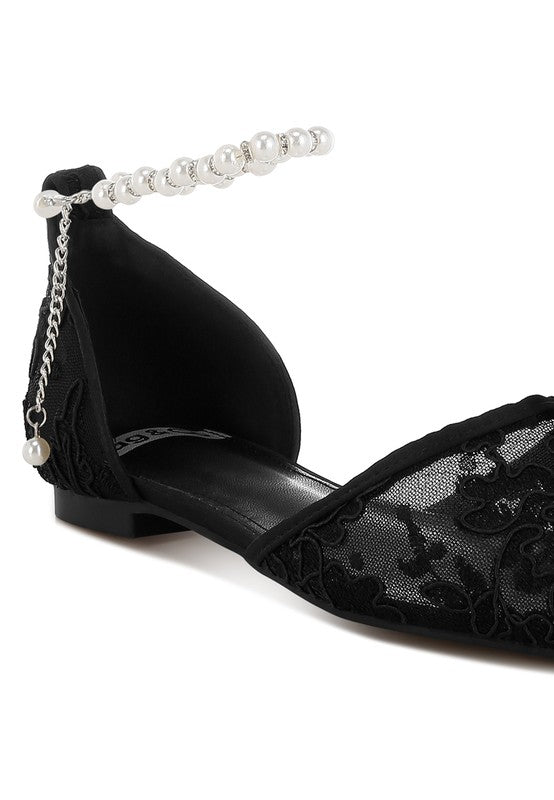Shrami Pearl & Rhinestone Strap Flat Sandals - Tigbul's Variety Fashion Shop