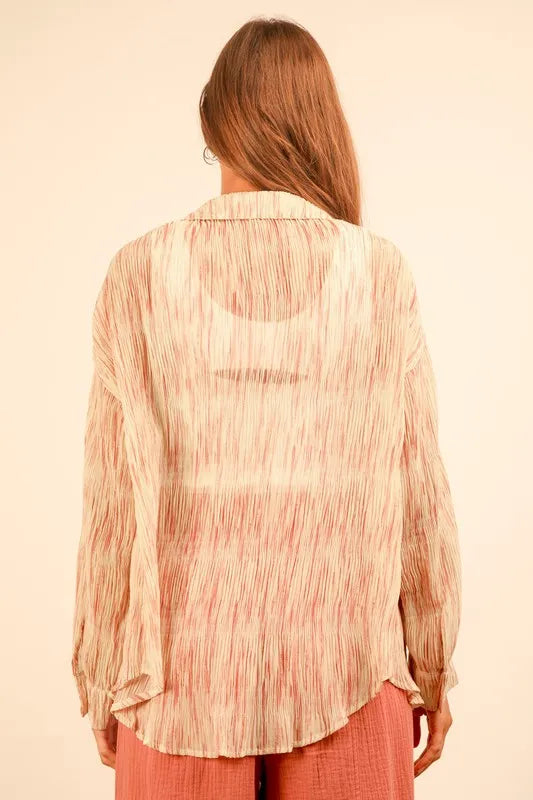 Plus Size Oversized Printed Button Up Shirt - Tigbul's Variety Fashion Shop