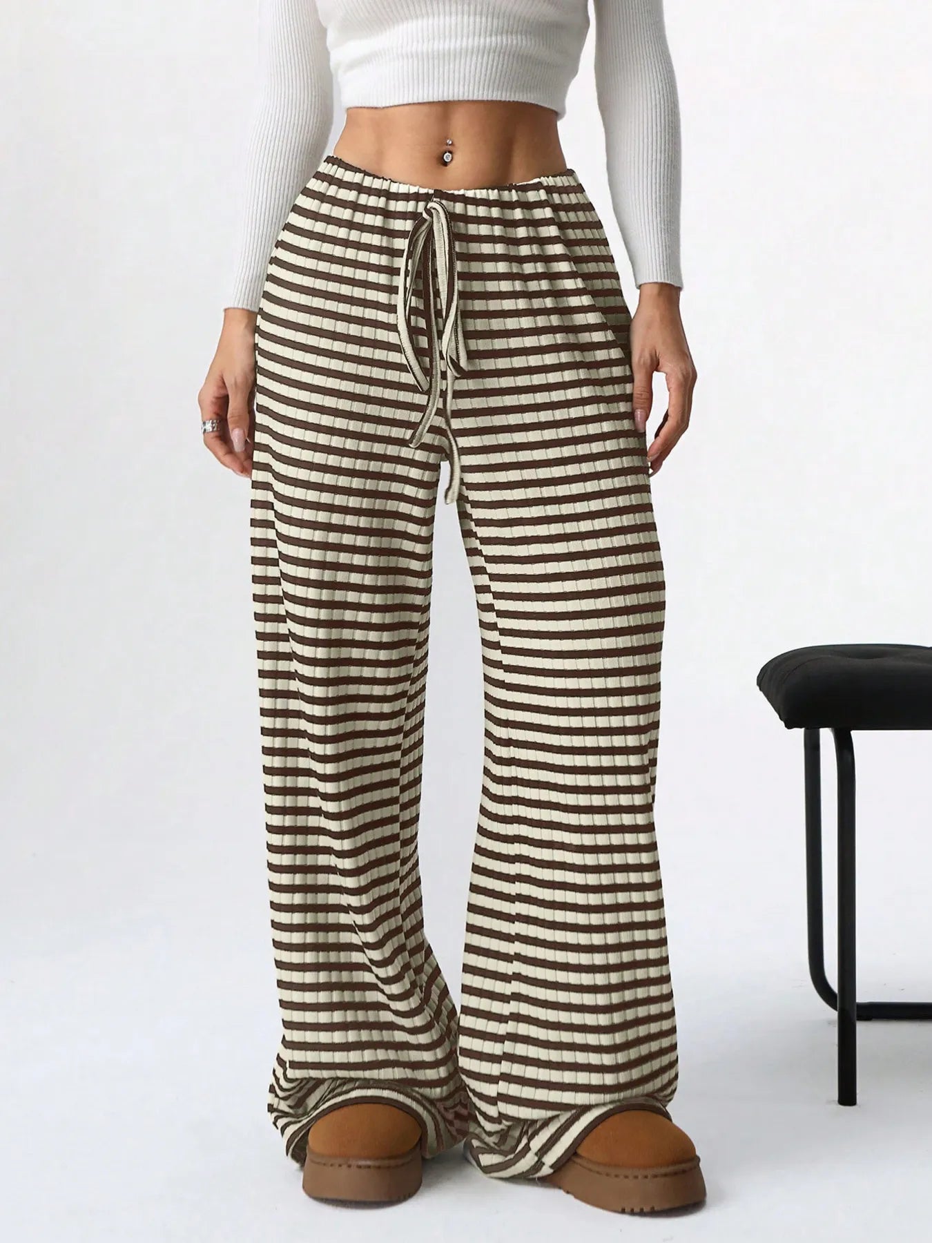 Striped Wide Leg Drawstring Pants - Tigbul's Variety Fashion Shop