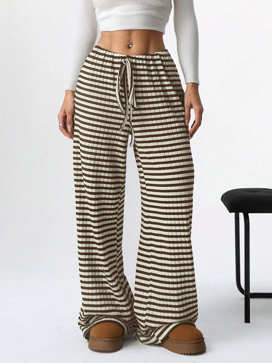 Striped Wide Leg Drawstring Pants - Tigbul's Variety Fashion Shop
