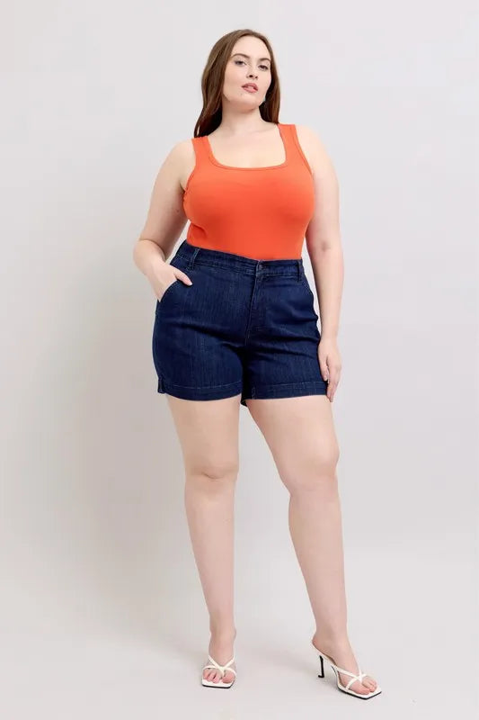Judy Blue Plus Size High Waist Denim Shorts - Tigbul's Variety Fashion Shop