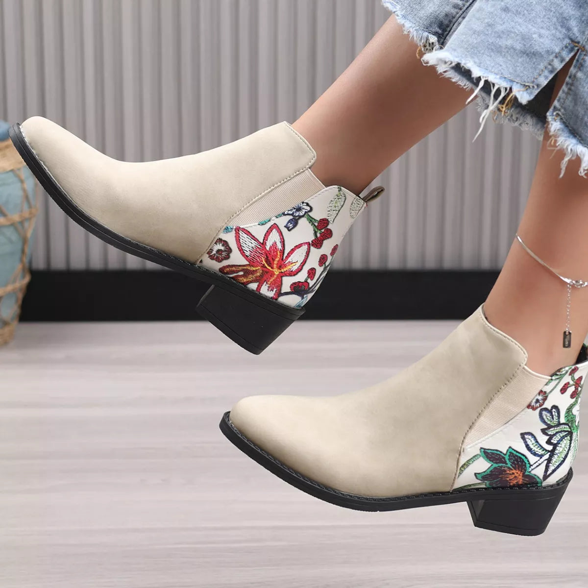 Point Toe Block Heels Ankle Boots - Tigbul's Variety Fashion Shop