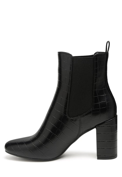 Babbel Faux Leather Block Heel Ankle Boots - Tigbul's Variety Fashion Shop