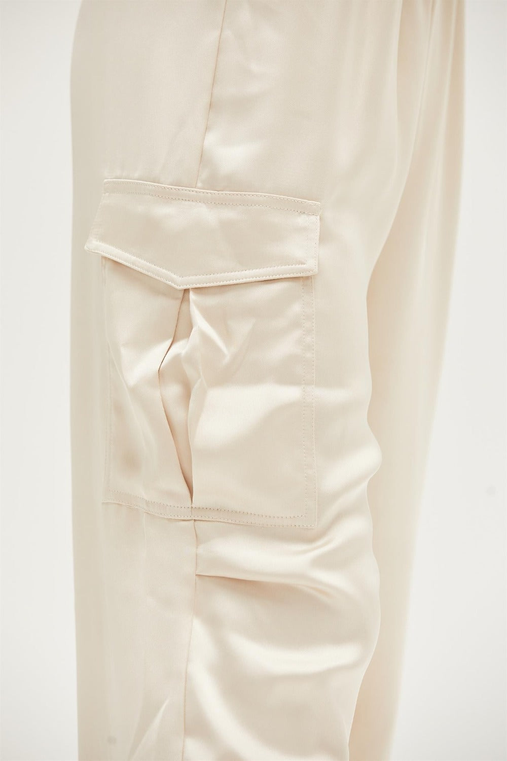 Satin Drawstring Hem Cargo Pants - Tigbul's Variety Fashion Shop