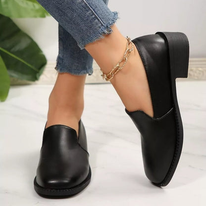 Round Toe Block Heels Loafers - Tigbul's Variety Fashion Shop