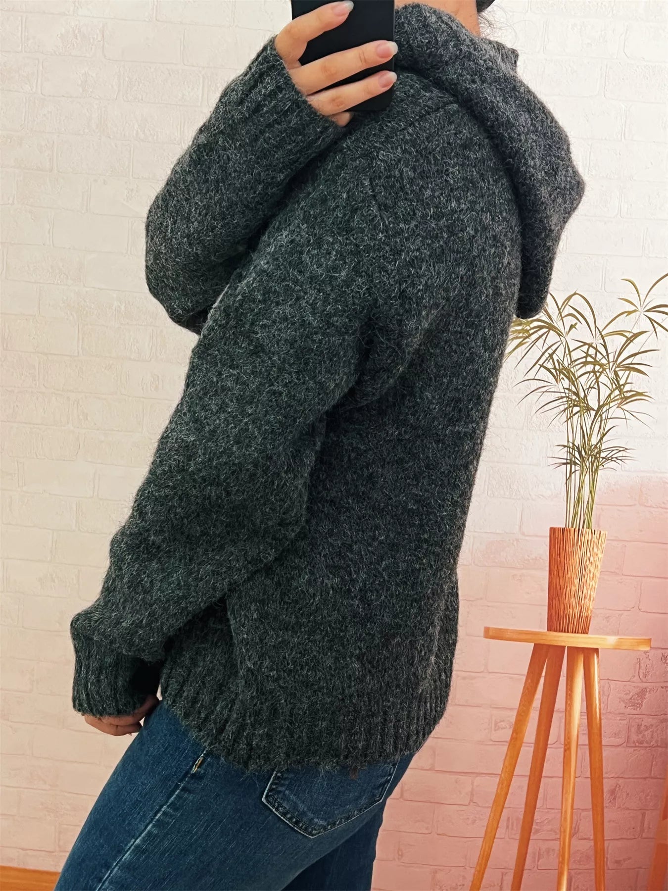 Flower Long Sleeve Hooded Sweater - Tigbul's Variety Fashion Shop