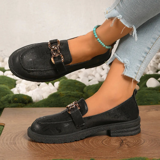 Round Toe Block Heels Loafers - Tigbul's Variety Fashion Shop