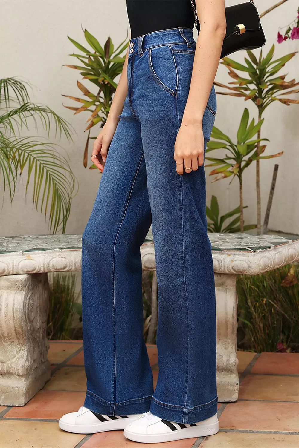 Double Button Zip Fly Straight Leg Jeans - Tigbul's Variety Fashion Shop