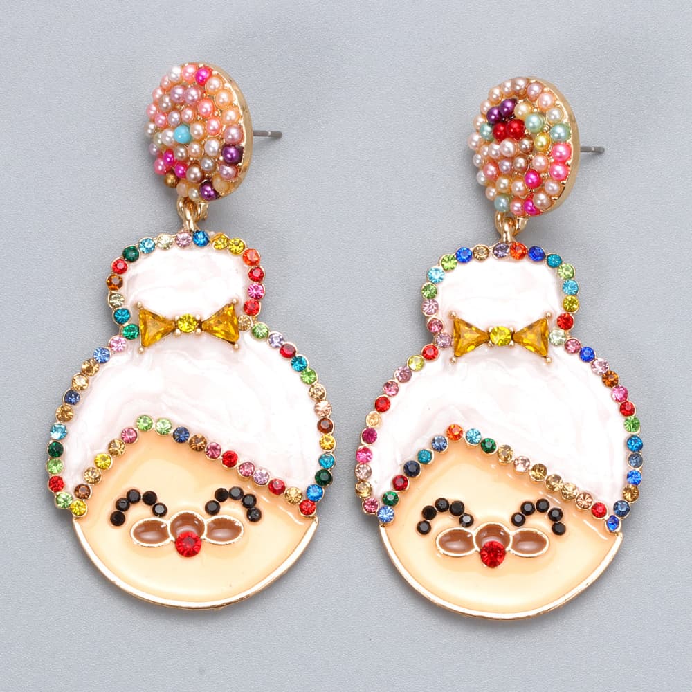 Rhinestone Alloy Mrs. Claus Earrings - Tigbul's Variety Fashion Shop