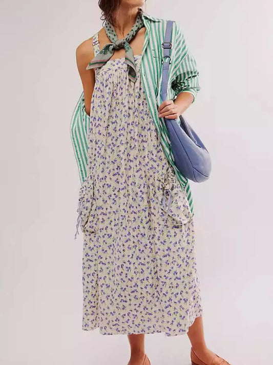 Floral Print Square Neck Summer Dress - Tigbul's Variety Fashion Shop
