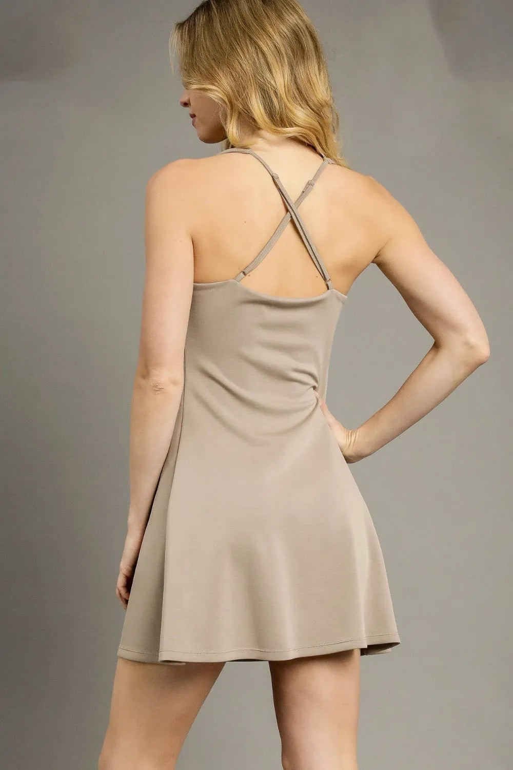 Umgee Crisscross Square Neck Active Dress - Tigbul's Variety Fashion Shop