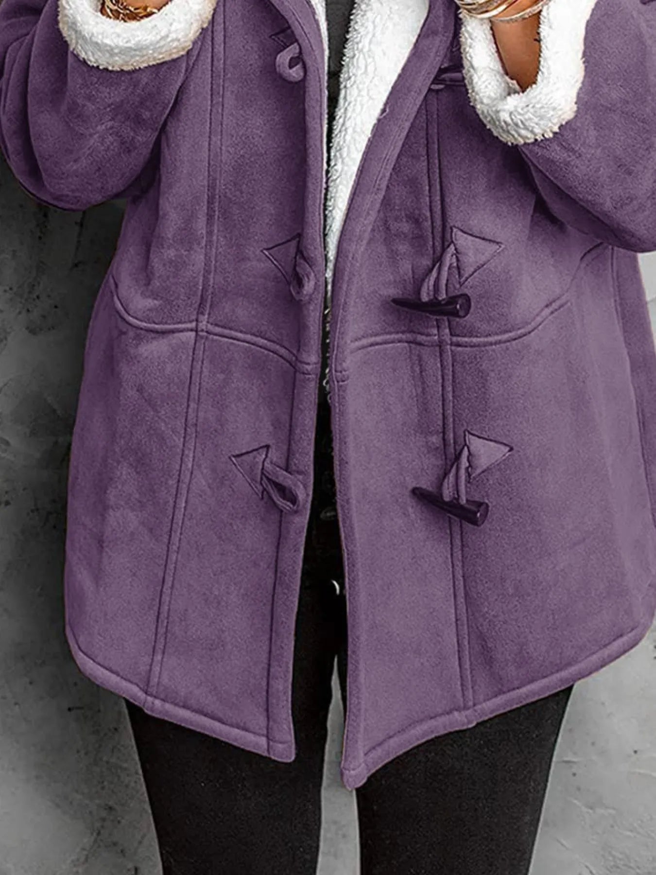 Full Size Cozy Sherpa Lined Toggle Coat with Hood Plus Size - Tigbul's Variety Fashion Shop