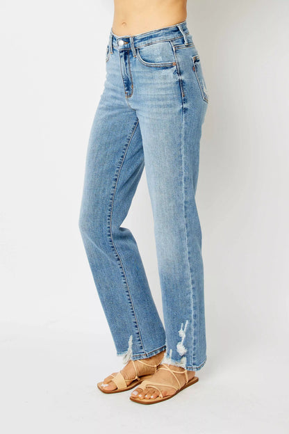 Judy Blue Full Size High Waist Straight Jeans with Heavy Destroy Plus Size - Tigbul's Variety Fashion Shop