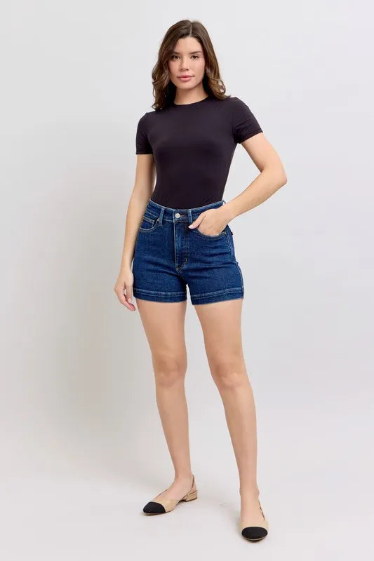 Judy Blue Size Small to 3XL High Waist Tummy Control Denim Shorts - Tigbuls