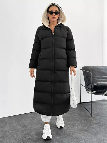 Quilted Hooded Longline Puffer Coat - Tigbul's Variety Fashion Shop
