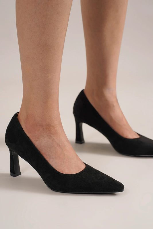 Black Faux Suede Point Toe Pumps - Tigbul's Variety Fashion Shop