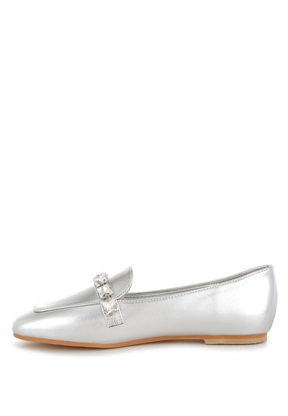 Celosia Metallic Diamante Strap Loafers - Tigbul's Variety Fashion Shop
