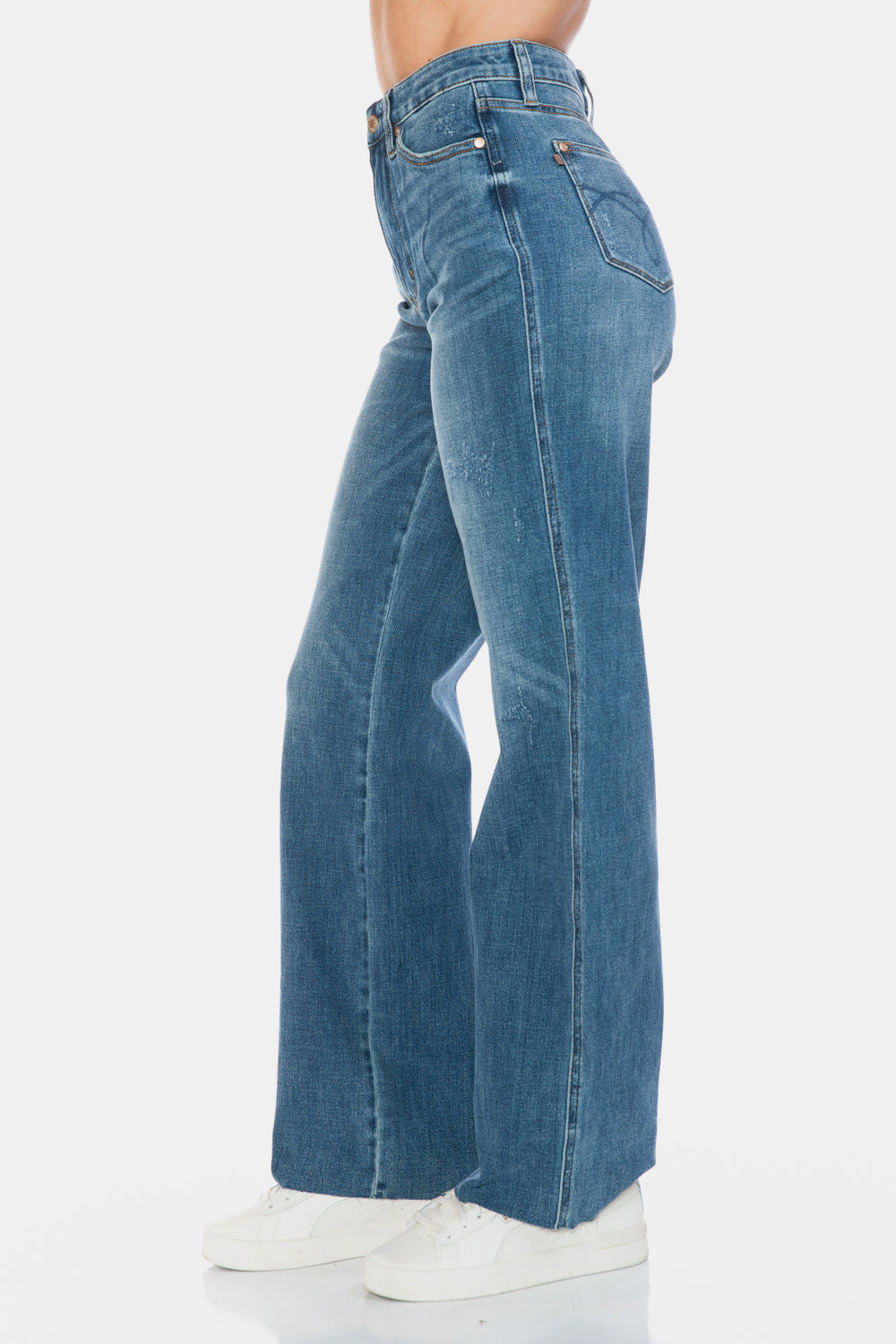 Judy Blue Full Size Tummy Control Cut Raw Hem Straight Jeans - Tigbul's Variety Fashion Shop