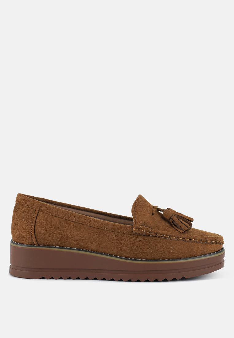 Daiki Platform Lug Sole Tassel Loafers - Tigbul's Variety Fashion Shop