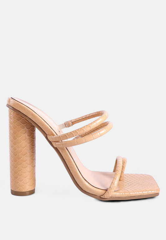 Dandelion High Block Heeled Croc Sandals - Tigbul's Variety Fashion Shop