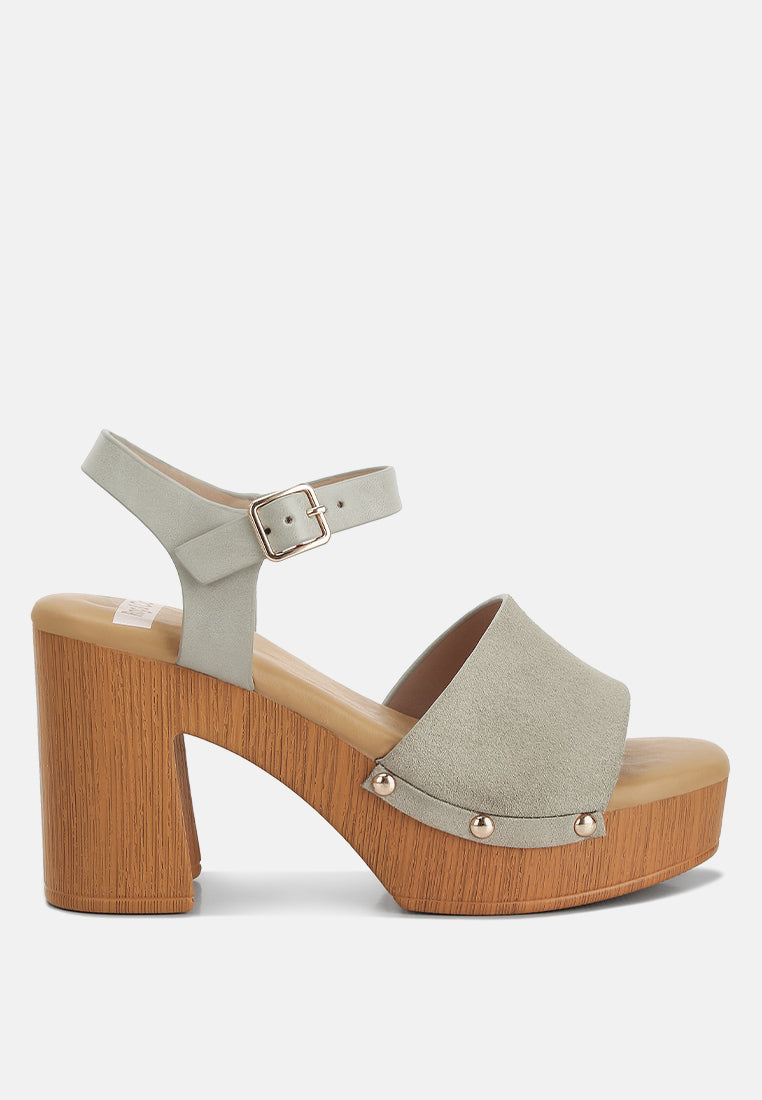 Daniela Genuine Suede Leather High Block Sandals - Tigbul's Variety Fashion Shop