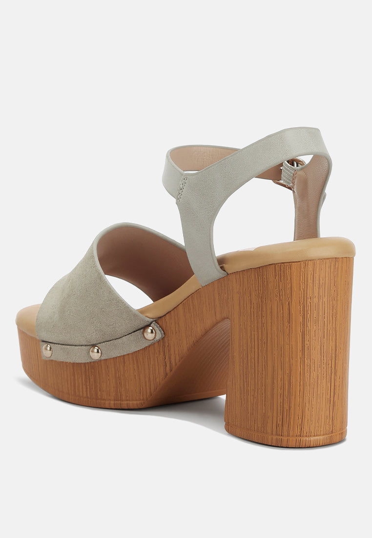Daniela Genuine Suede Leather High Block Sandals