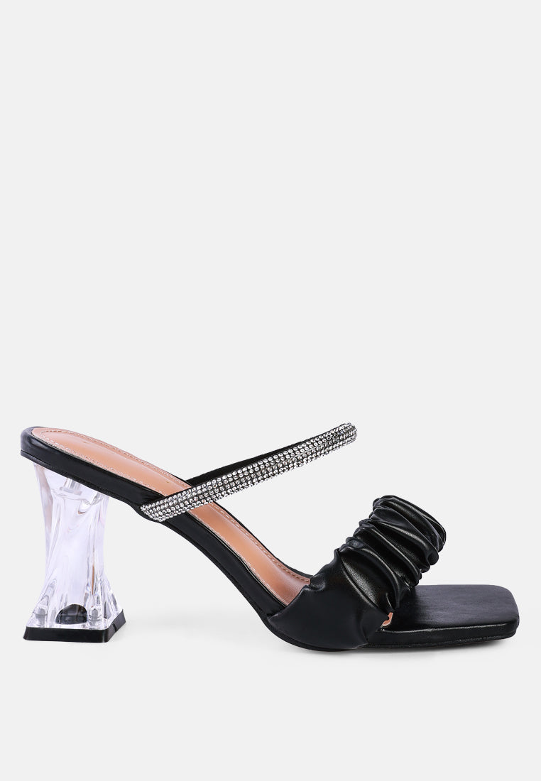 Date Look Clear Heel Rhinestone Sandals - Tigbul's Variety Fashion Shop