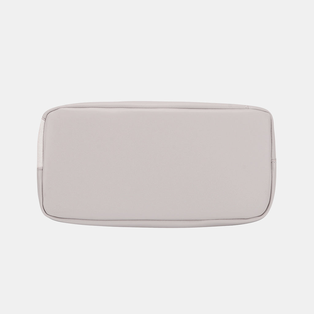 L.Grey PU leather hobo bag, smooth front panel and rounded base
