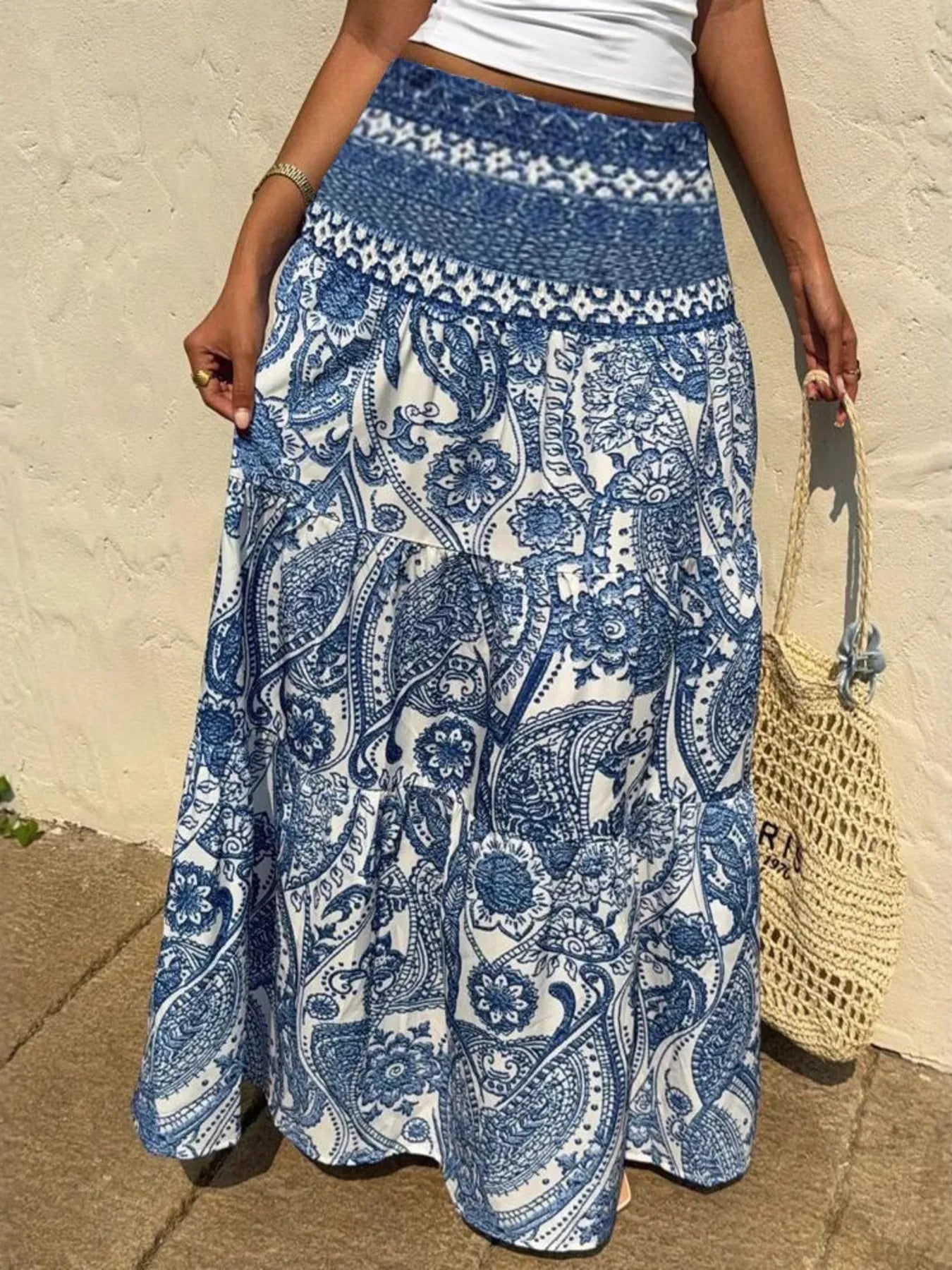 Printed Tiered Maxi Skirt - Tigbul's Variety Fashion Shop