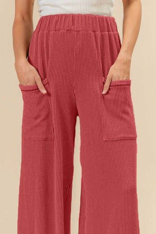 2 tone Cord Rib Waist Band Side Pocket Pants - Tigbul's Variety Fashion Shop