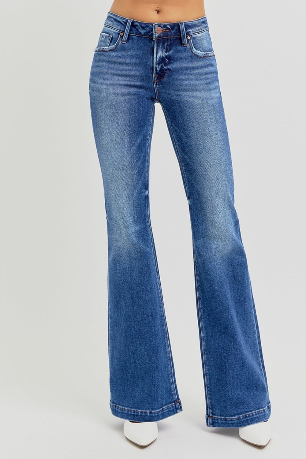 RISEN Full Size Low Rise Flare Jeans with Pockets - Tigbul's Variety Fashion Shop