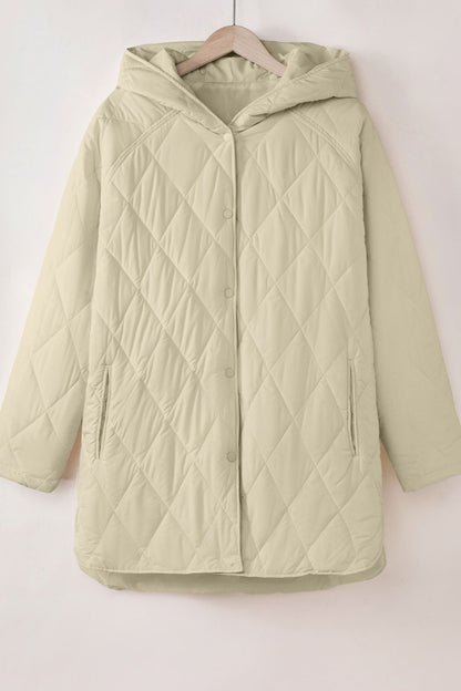 Snap Down Long Sleeve Quilted Winter Coat - Tigbul's Variety Fashion Shop