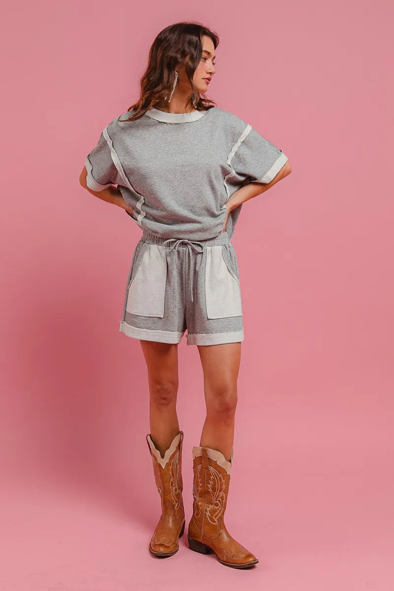 BiBi French Terry Knit Shorts with Side Pocket - Tigbul's Variety Fashion Shop