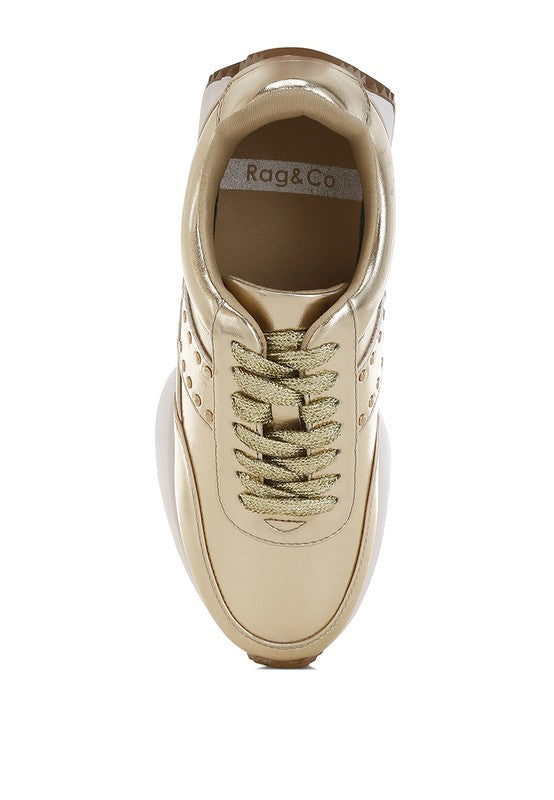 Mujori Metallic Pleather Studded Sneakers - Tigbul's Variety Fashion Shop