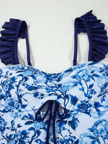Cutout Ruffled Spaghetti Strap One-Piece Swimwear - Tigbul's Variety Fashion Shop