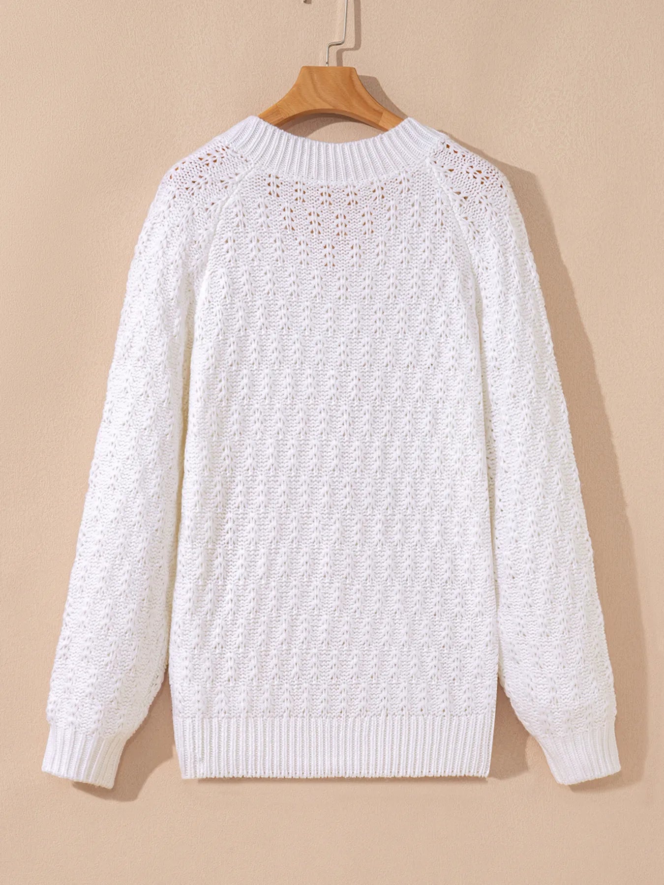 Textured Knit Ribbed Edge V Neck Loose Sweater - Tigbul's Variety Fashion Shop