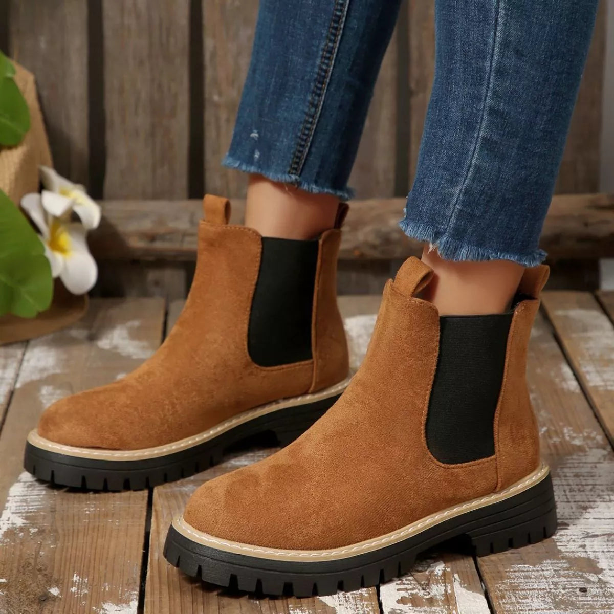 Round Toe Block Heels Boots - Tigbul's Variety Fashion Shop