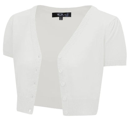 Cropped Bolero Button Down plus Cardigan Sweater - Tigbul's Variety Fashion Shop