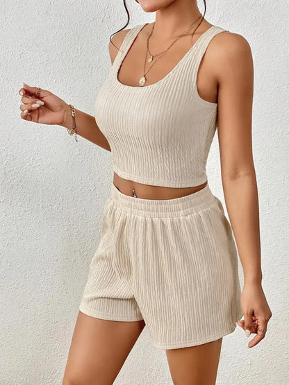 Scoop Neck Top and Shorts Set - Tigbul's Variety Fashion Shop